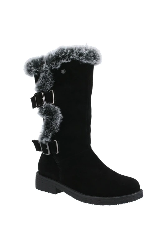 Image of Hush Puppies Womens 'Megan Wide' Mid Boot in Black Size: 6 Black Female 6