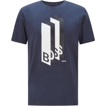 Image of Hugo Boss Tee 2 Elongated Logo T-Shirt Navy Size L Men