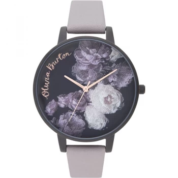 Image of Ladies Olivia Burton Grey Lilac Rose Gold & Matte Black Watch
