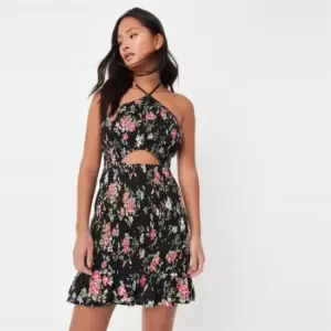 Image of Missguided Petite Shirred Hltr Nck Mini Floral - Multi
