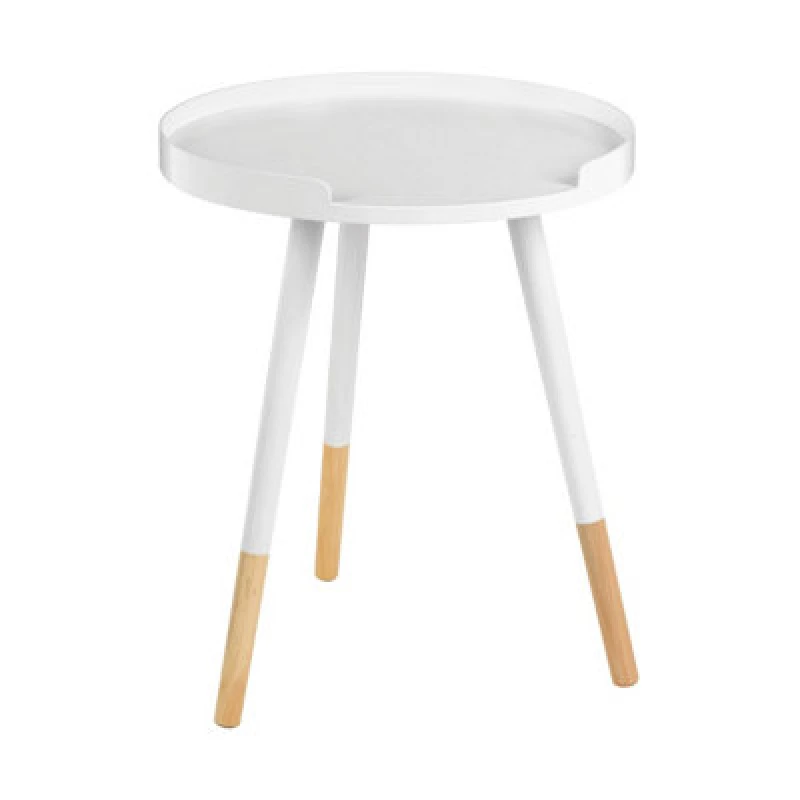 Image of Premier Housewares Interiors by Premier Round Side Table, Wooden Side Table, Natural Wood Side Table, Wood Side Table White