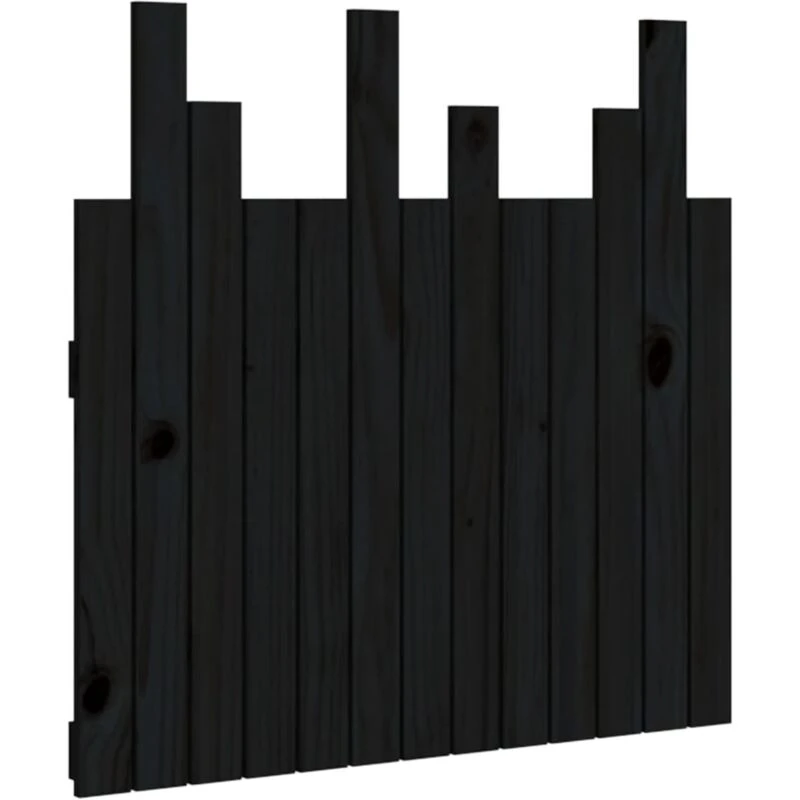 Image of Vidaxl Wall Headboard Black 82.5X3X80 Cm Solid Wood Pine, Black 824807