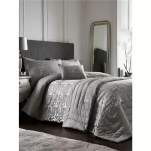 Image of Bedmaker - Lucien Silver King Size Duvet Cover Set Jacquard Bedding Bed Set - Silver