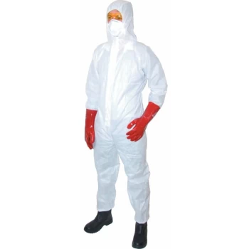 Image of Guard Master Disp' Hooded Coverall White (XL) - Tuffsafe