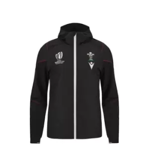 Image of Macron Wales Rugby Zip Up Hoodie 2023 2024 Juniors - Black