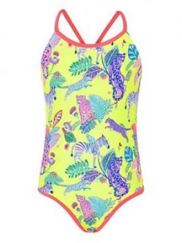 Image of Accessorize Girls Recycled Wild Jungle Print Swimsuit - Multi