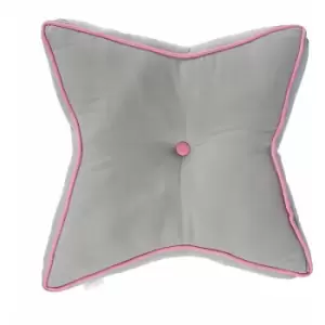 Image of Grey and Pink Star Floor Cushion - Grey - Homescapes