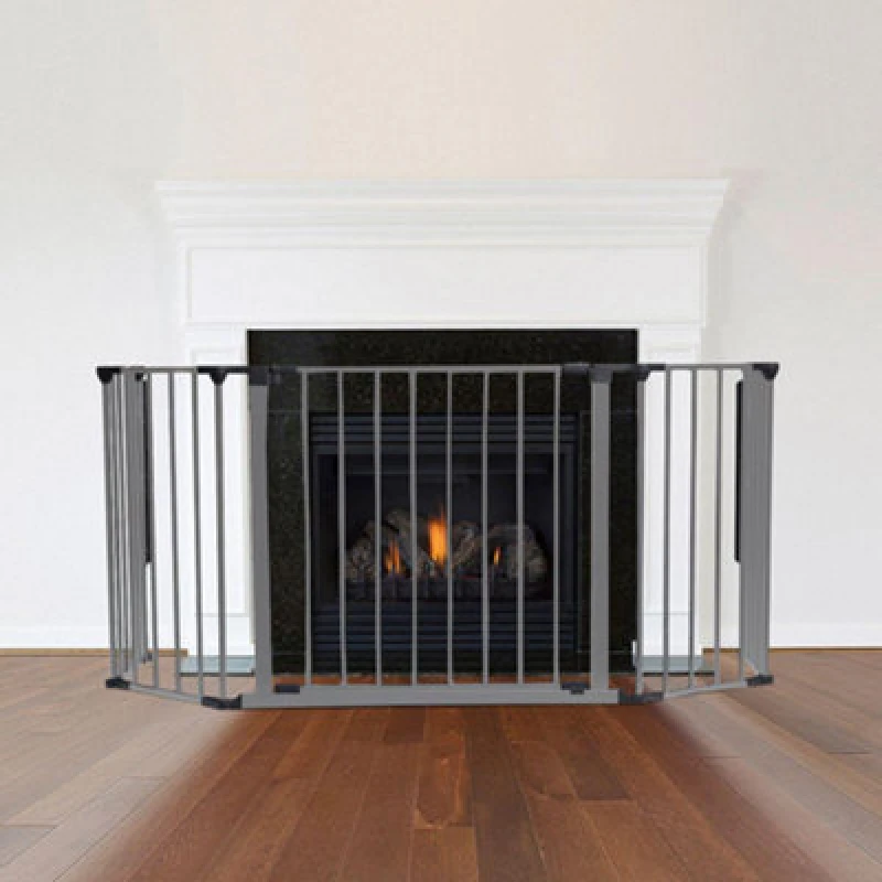 Image of Safetots Multi Panel Fire Surround, 49Cm Deep X 105Cm Wide, Grey, 70Cm Tall, Child And Pet Safety, Baby And Toddler Fire Guard