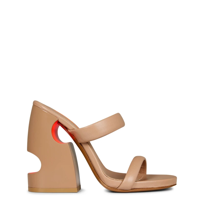 Image of Off White Womens Pop Meteor Mules with Signature Cut-Outs Beige/Orange female 2 (35)