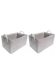 Image of Set Of 2 Coloured Storage Basket Organiser With Lid 24 x 18 x 18 cm