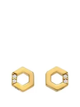 Image of Hot Diamonds HD X JJ Hexagon White Topaz Earrings, Gold, Women