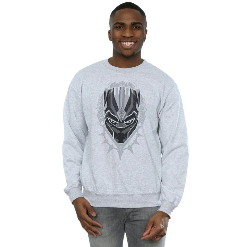 Image of Marvel Marvel Men Black Panther Head Sweatshirt in Grey Size: Small Grey S Male 5057736579732