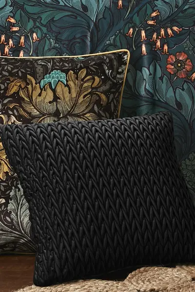 Image of Laurence Llewelyn-Bowen 'Amory' Luxe Velvet Filled Cushion Black