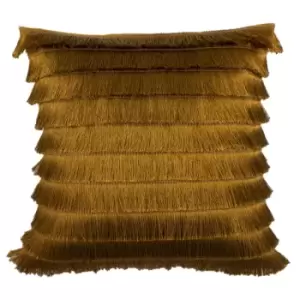 Image of Furn Flicker Tiered Fringe Cushion Cover (45 x 45 cm) (Gold)