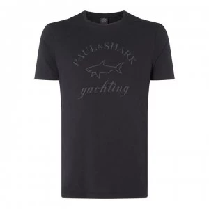 Image of Paul And Shark Yacht Tonal Logo T Shirt - Black 011