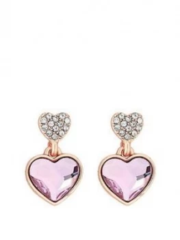 Image of Jon Richard Jon Richard Swarovski Light Rose Dancing Heart Drop Earrings
