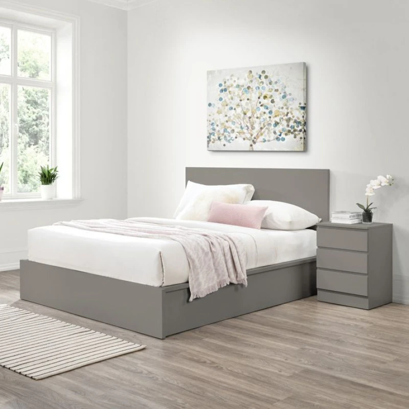 Image of Birlea Oslo Grey Wooden Ottoman Bed Frame - 4ft6 Double