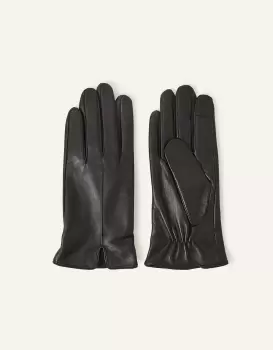 Image of Accessorize Touch Screen Leather Gloves Black