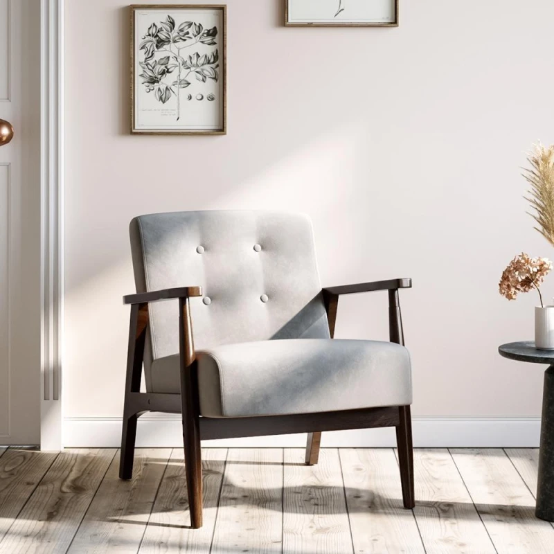 Image of Kabinet UK Lien Upholstered Wooden Frame Armchair Grey Grey unisex One size