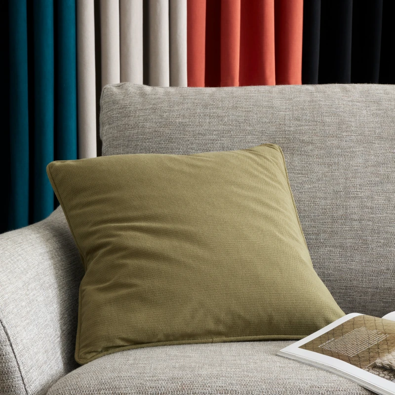 Image of Catherine Lansfield Wilson Velvet 45cm x 45cm Filled Cushion Olive