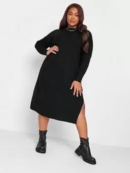 Image of Yours Ribbed Dress Black, Size 18-20, Women