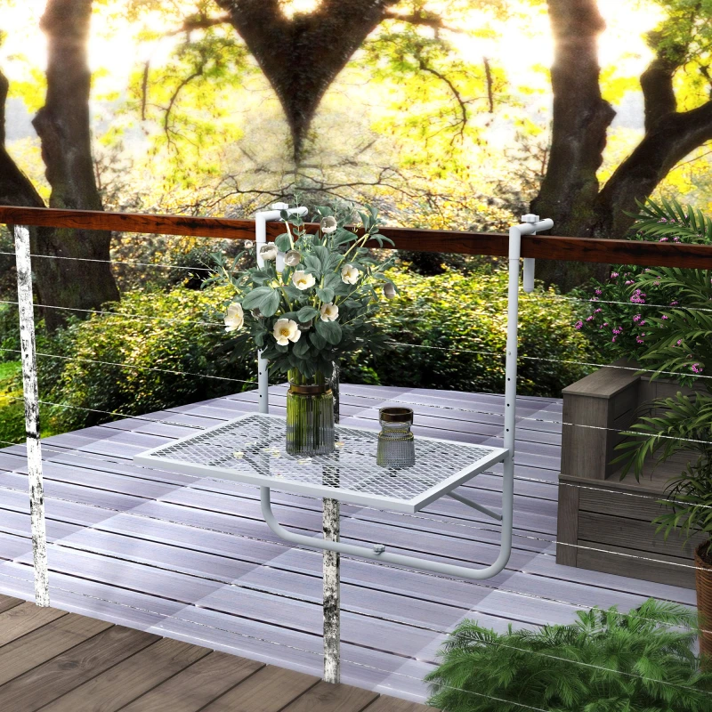 Image of OUTSUNNY Balcony Hanging Table Wall Mount Adjustable Folding Desk Patio Grey Grey Unisex