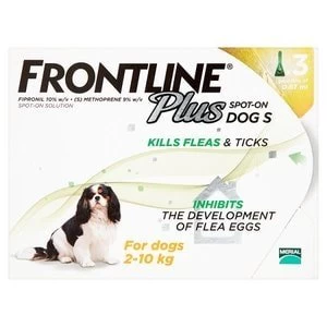 Image of Frontline Plus Flea and Tick Treatment Dog 2-10KG X3