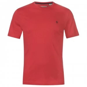 Image of Original Penguin Original Embroidered Logo T Shirt - Lipstick Red