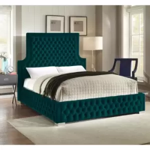 Image of Yanis Bed Small Double Plush Velvet Green