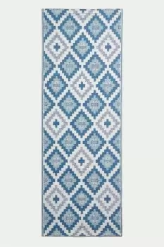 Image of Mia Aztec Blue Outdoor Rug Runner, 75 x 200 cm