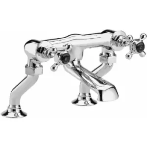 Image of Black Topaz Crosshead Bath Filler Tap Pillar Mounted - Chrome - Hudson Reed