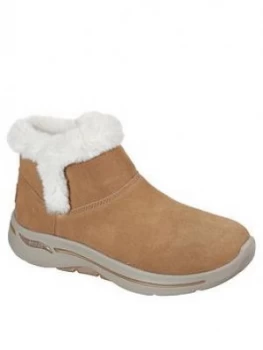 Image of Skechers Gowalk Arch Fit Faux Fur Ankle Boot - Chestnut
