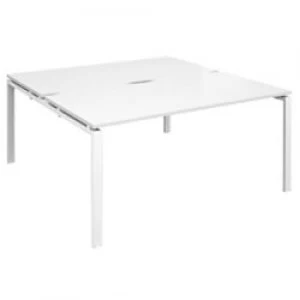 Image of Dams International Rectangular Back to Back Desk with White Melamine Top and White Frame 4 Legs Adapt II 1600 x 1600 x 725 mm