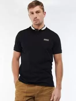Image of Barbour International Line Sport Neck Polo Shirt, Black, Size L, Men