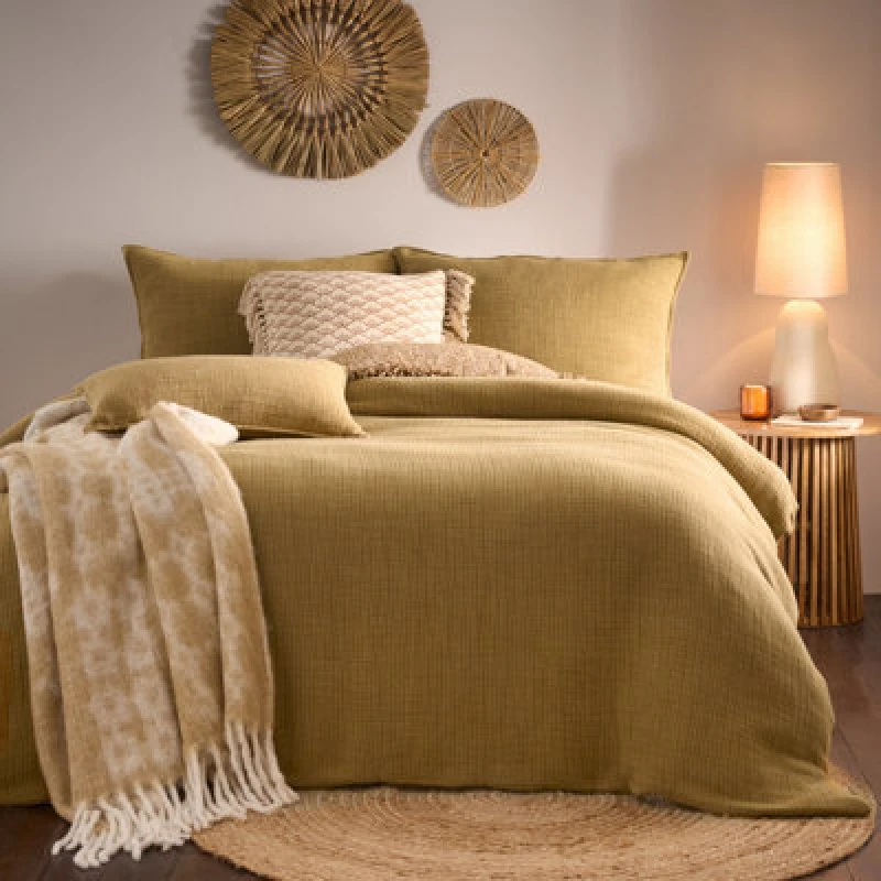 Image of Yard Ribble Acid Washed Duvet Set - Beige Beige Superking