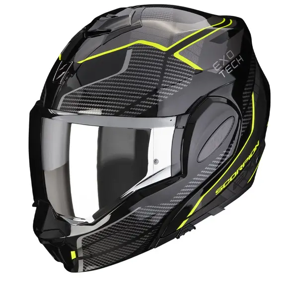 Image of Scorpion Exo-Tech Evo Animo Black-Neon Yellow Modular Helmet Size XL