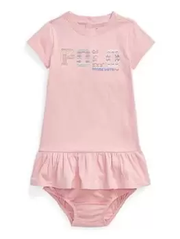 Image of Ralph Lauren Baby Girls Polo Grapic Short Sleeve Dress - Rose Pink, Rose Pink, Size 12 Months