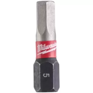 Image of Milwaukee Shockwave Impact Duty Hex Screwdriver Bits Hex 5mm 25mm Pack of 2