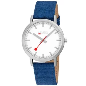 Image of Mondaine Classic Quartz White Dial Navy Blue Strap Watch A660.30360.17SBD RRP £189