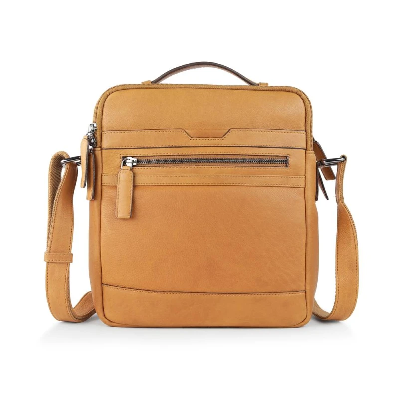 Image of PRIMEHIDE Leather Crossbody Bag with Top Handle in Brown Brown Unisex One Size