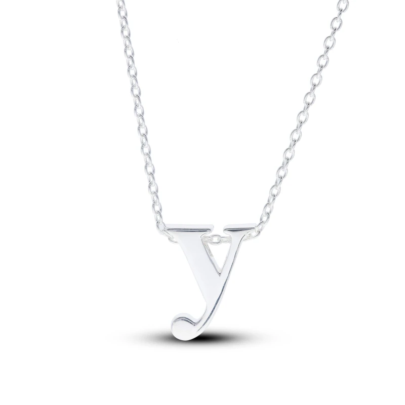 Image of Be You Sterling Silver lowercase Initial Necklace Silver female Y