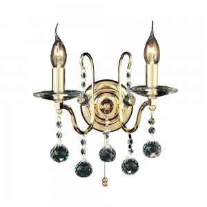 Image of Wall Lamp Switched 2 Candle Light French Gold, Crystal