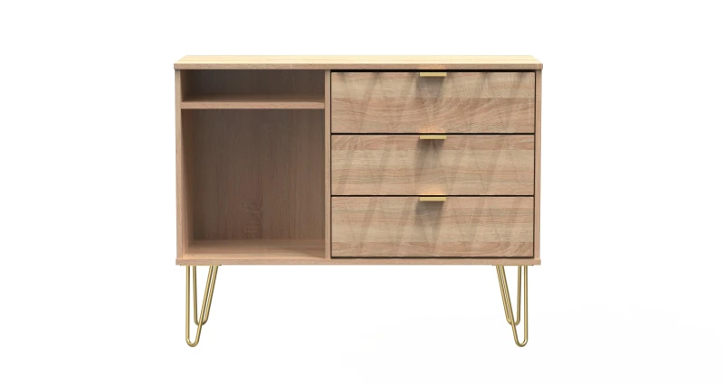 Image of Dallas 3 Drawer TV Unit In Bardolino Oak (Ready Assembled)