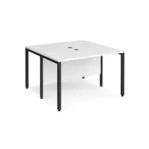 Image of Office Desk 2 Person Rectangular Desk 1200mm White Tops With Black Frames 1200mm Depth Maestro 25