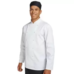 Image of Unisex Adults Budget Long Sleeve Chef Jacket (m) (White) - White - Dennys