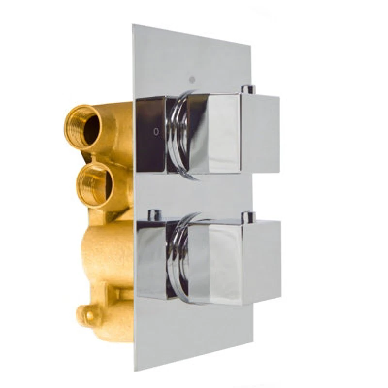 Image of Nes Home Square 2 Dial 2 Way Concealed Thermostatic Shower Chrome