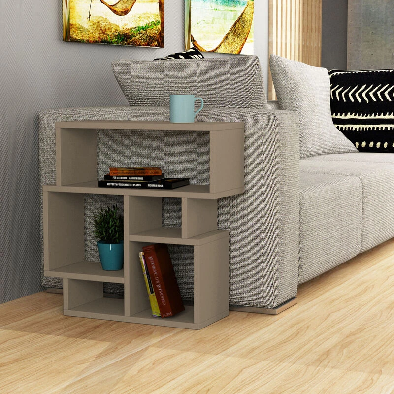 Image of DECORTIE Decortie - Karma Modern Side End Table Multipurpose With Creativeness h 60.5cm - Mocha Grey - Mocha Grey M.SH.11246.12