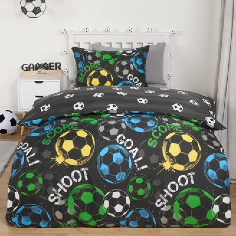 Image of OHS OHS Football Duvet Cover Quilt Bedding Set Pillowcase Reversible Kids in Black Size: Single Black Single Unisex 5027434189991