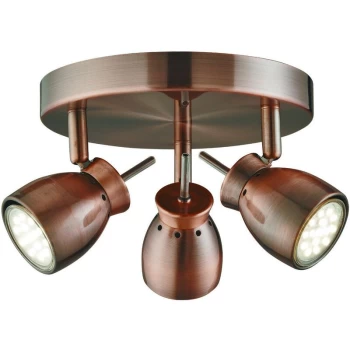 Image of Searchlight Jupiter - LED 3 Light Spotlight Copper, GU10