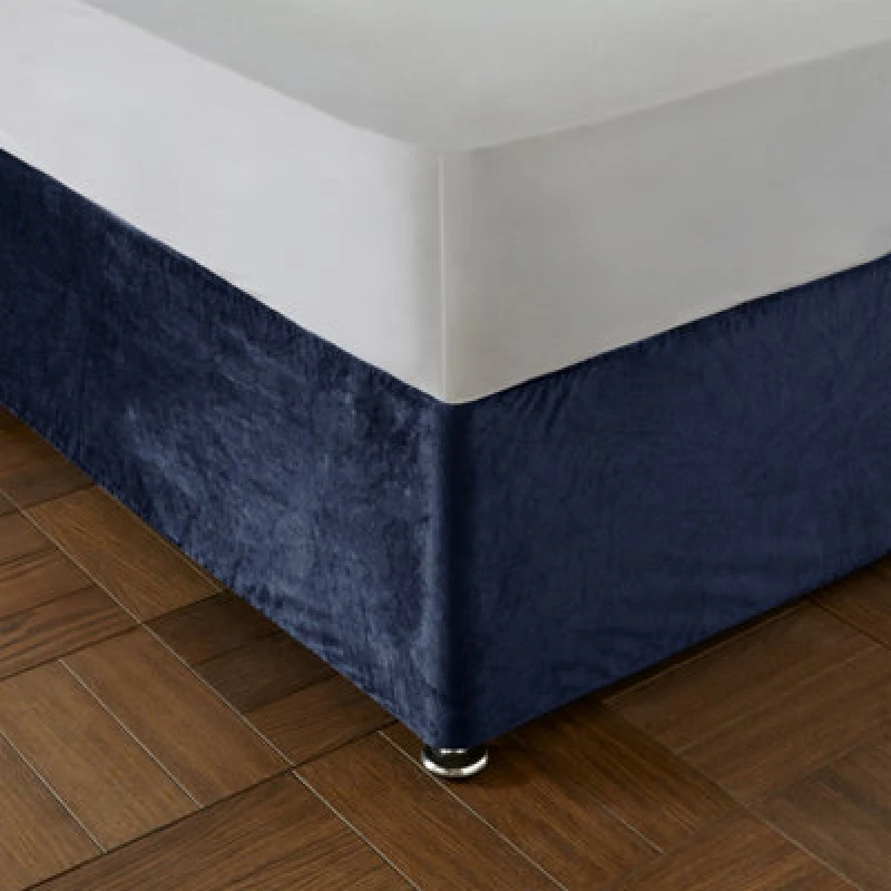 Image of Catherine Lansfield Catherine Lansfield 'Kingsley Matt Velvet' Elasticated Divan Base Wrap in Navy Size: Double Navy Double Unisex 5057681154800